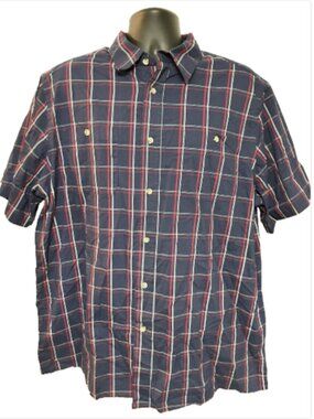 Liberty Blues XL Big Multicolor Short Sleeve Button Down Collared Plaid Shirt